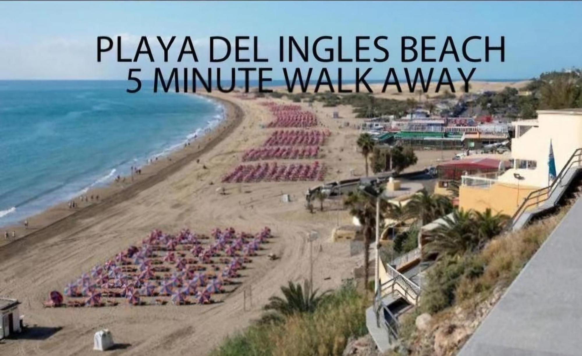 Ocean Front Cozy 2 Bedroom, 3 Beds Spacious- Netflix, Pool, Beach Lift & Fast Wifi Playa del Ingles  Exterior foto